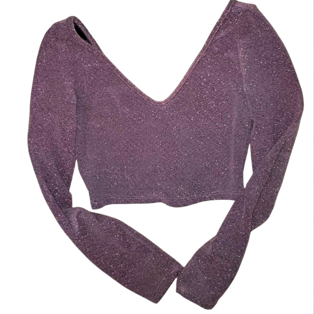 Fashion Nova Purple Crop V-neck Top